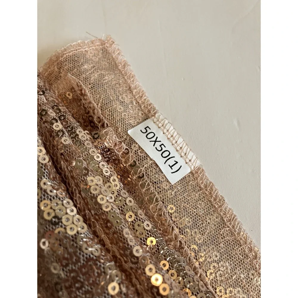 Lann's Linens Table Overlay 50x50 Rose Gold NWOT Sequin Square Sparkly Party
